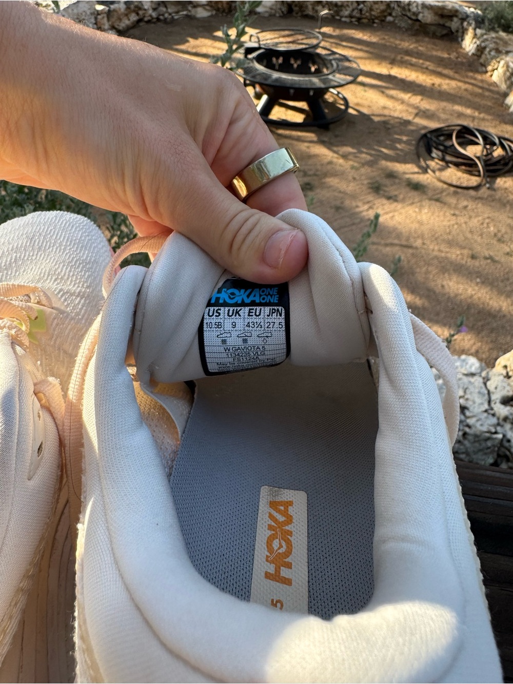 Hoka gaviota Women’s Cream and Peach Running Sneakers - Picture 5 of 8